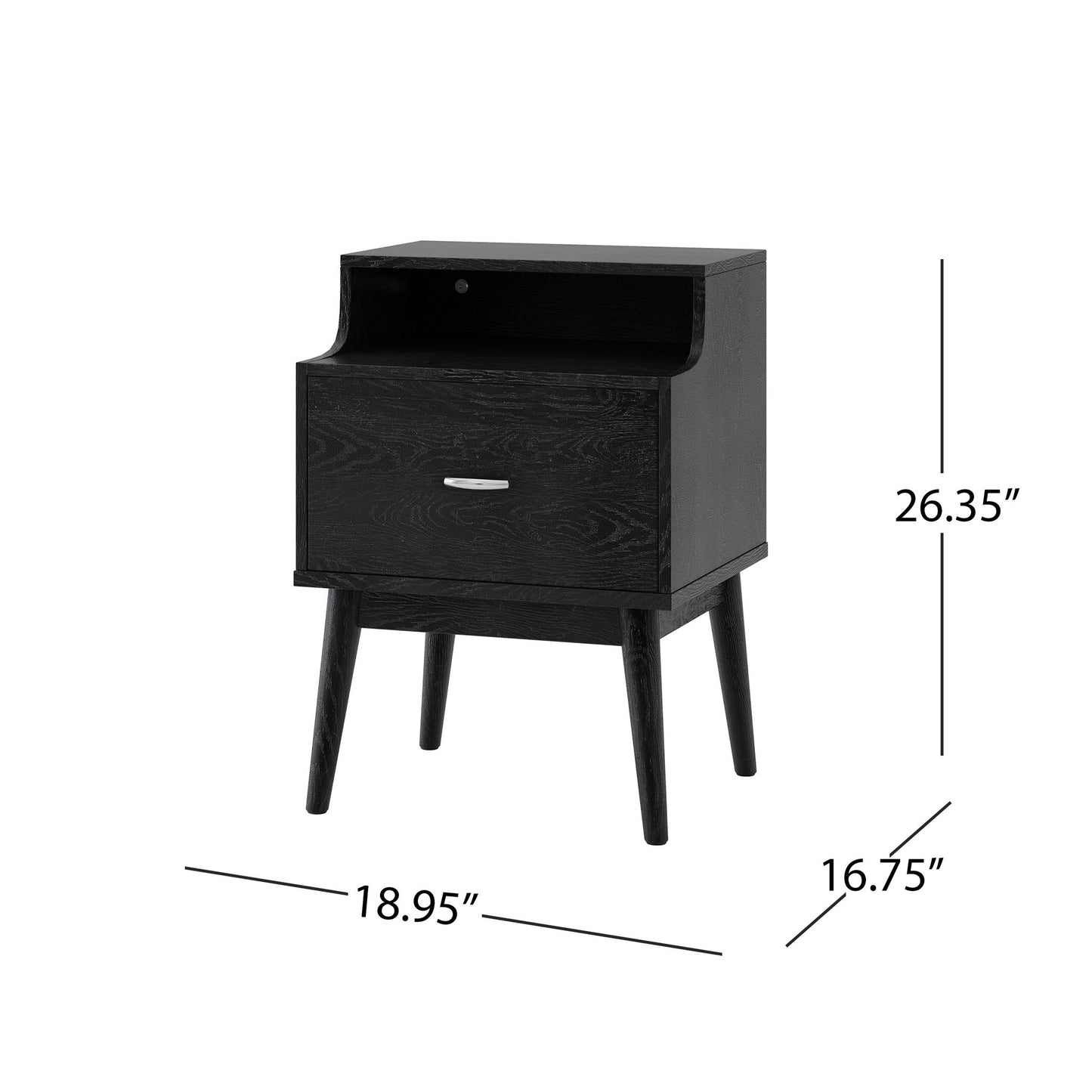 Starla - Wooden Nightstand - Black - The Sleep Loft - Online Mattress Showroom NYC