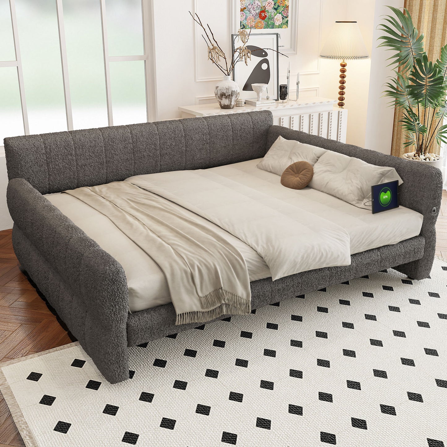 Upholstered Platform Bed With USB Charging - The Sleep Loft - Online Mattress Showroom NYC