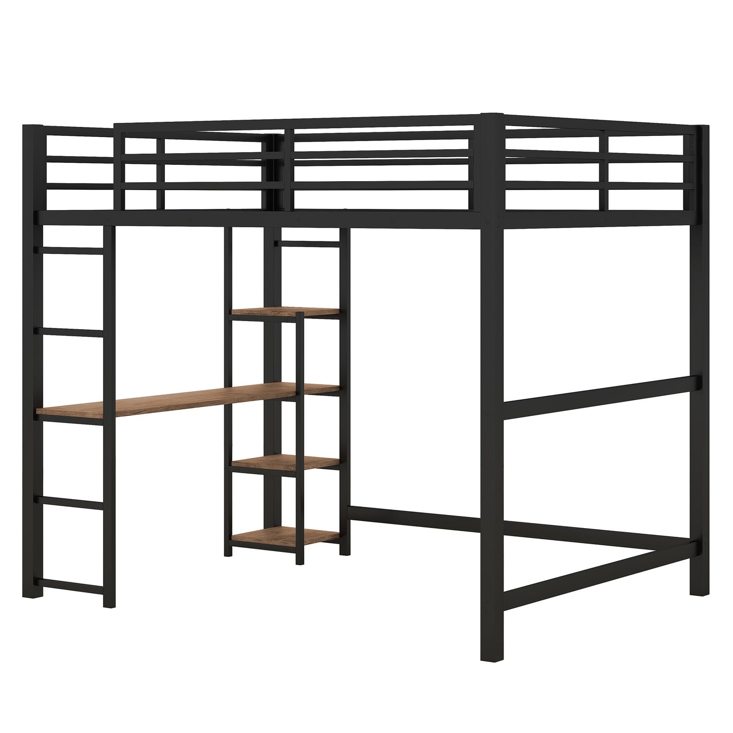 Loft Bed With Built In Desk And Storage Shelves, Full Size - Black - The Sleep Loft - Online Mattress Showroom NYC