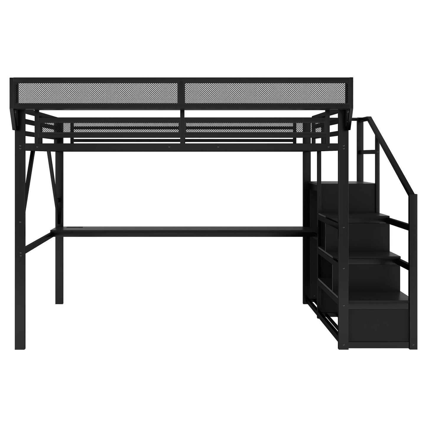 Loft Bed With Desk And Charging Station With Stairs And Light - The Sleep Loft - Online Mattress Showroom NYC