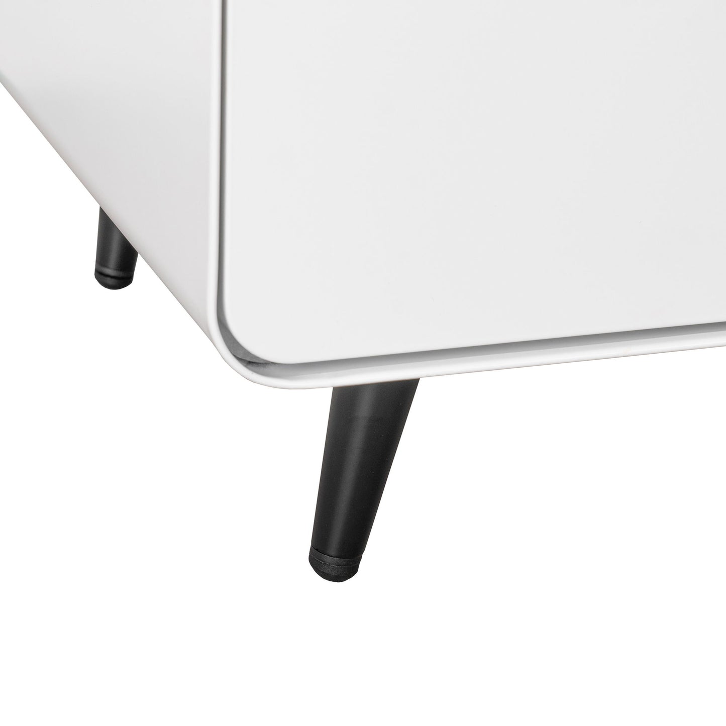 Modern Night Stand Storage Cabinet For Living Room Bedroom, Steel Cabinet With 2 Drawers, Bedside Furniture, Circular Handle - White - The Sleep Loft - Online Mattress Showroom NYC