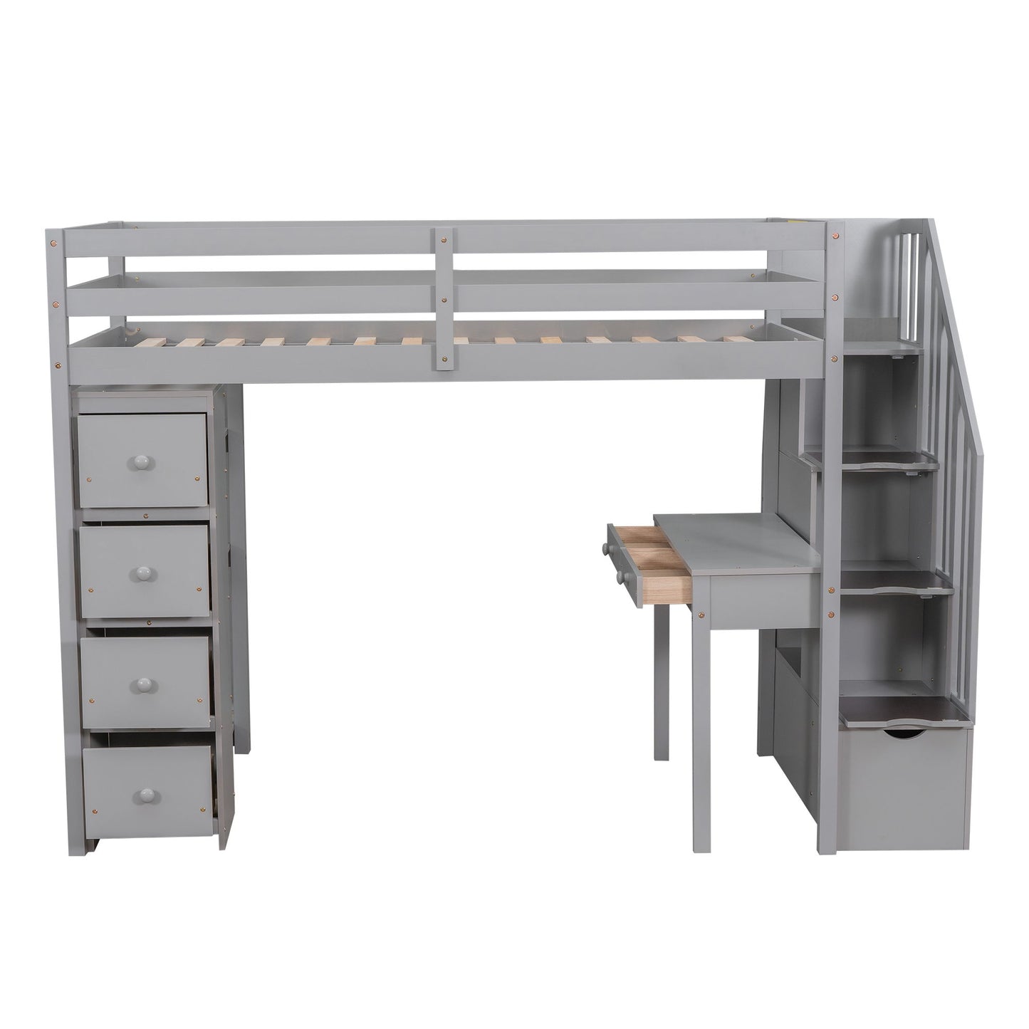 Loft Bed With Storage Drawers, Desk And Stairs With Shelves - The Sleep Loft - Online Mattress Showroom NYC