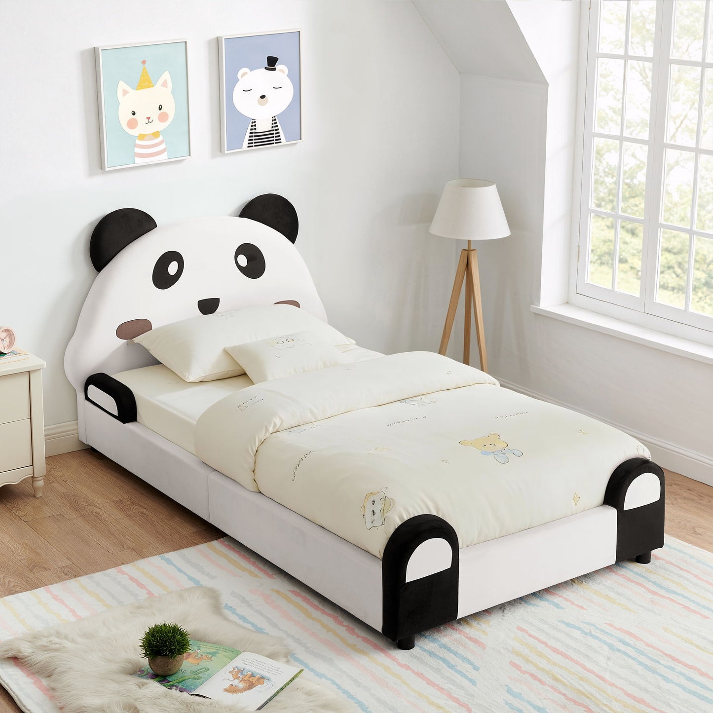 Twin Size Cute Panda Shaped Kids Bed - White / Black - The Sleep Loft - Online Mattress Showroom NYC
