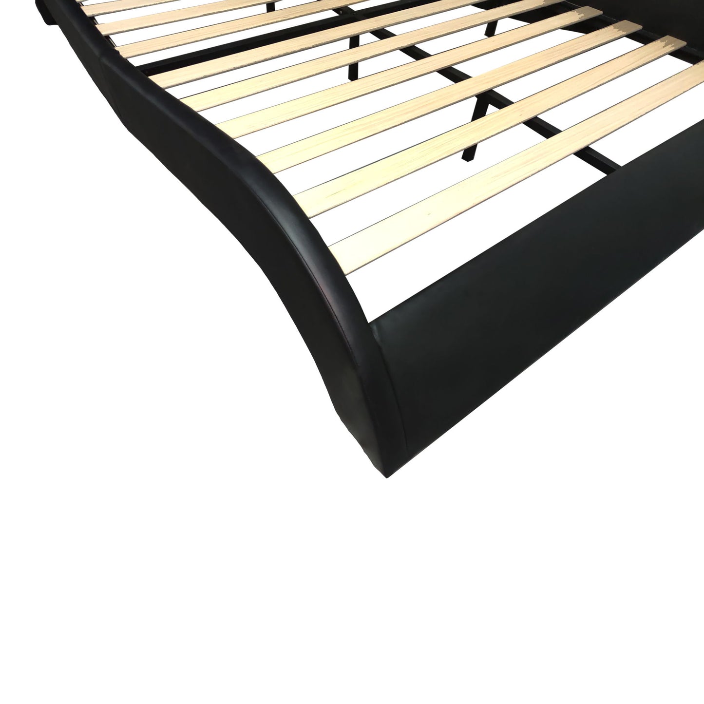 Queen Size Upholstered Platform Bed Frame With LED Lighting, Bluetooth Connection To Play Music Control, Backrest Vibration Massage, Curve Design, Wood Slat Support, Exhibited Speakers - Blac - The Sleep Loft - Online Mattress Showroom NYC