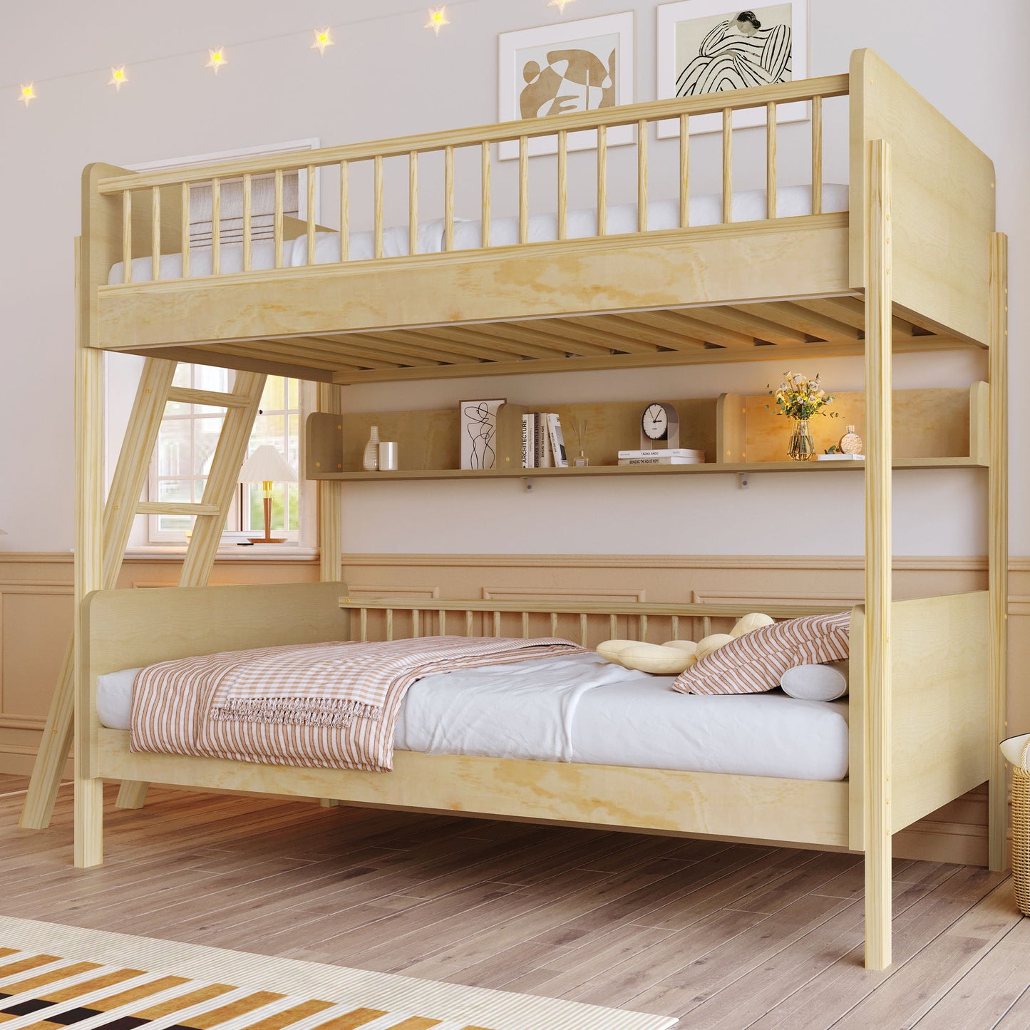 Bunk Bed With 3 Storage Shelves, Adjustable Ladder Left Or Right - The Sleep Loft - Online Mattress Showroom NYC
