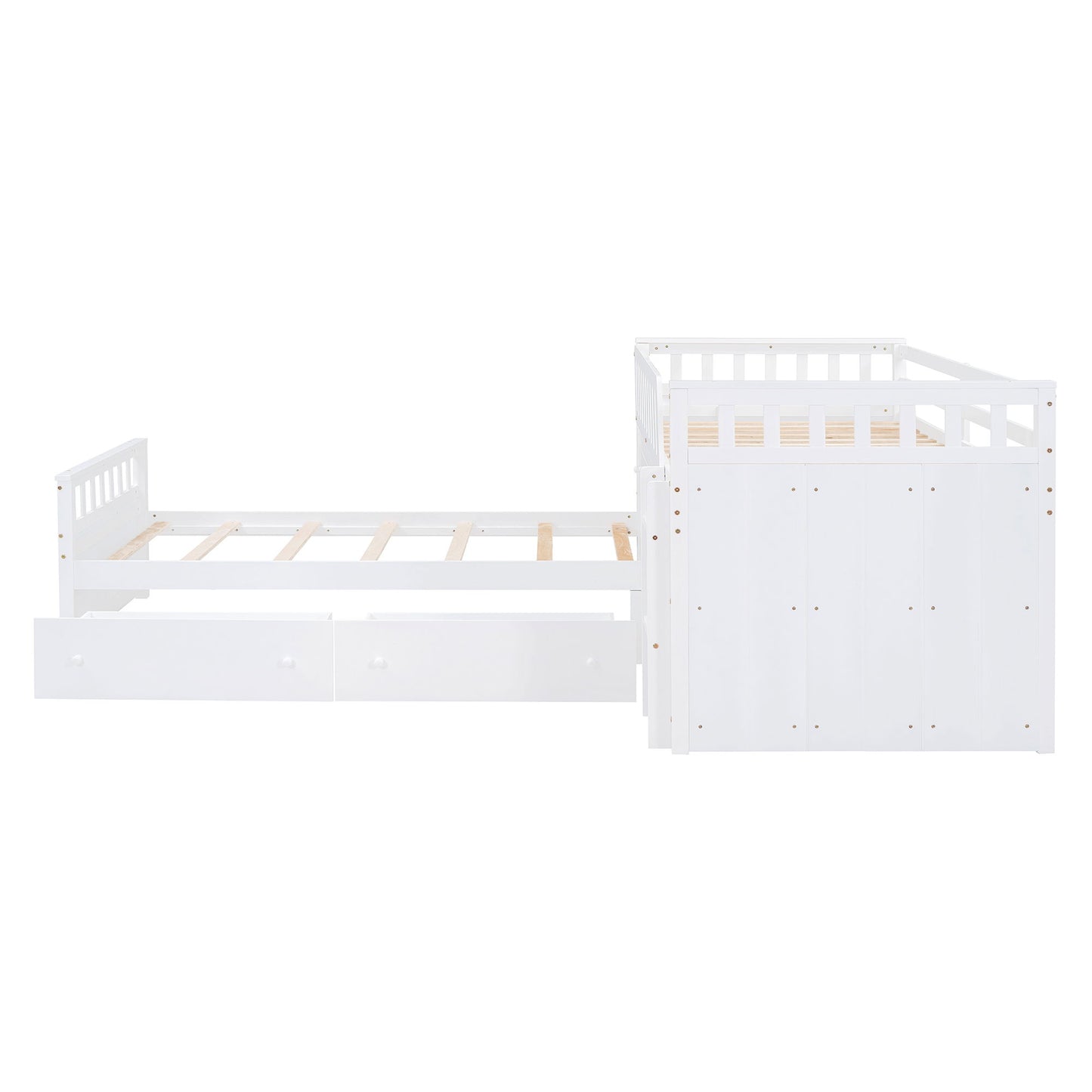Loft Platform Bed With 7 Drawers And Full Guardrails, Modern L Shaped Space Savin - The Sleep Loft - Online Mattress Showroom NYC
