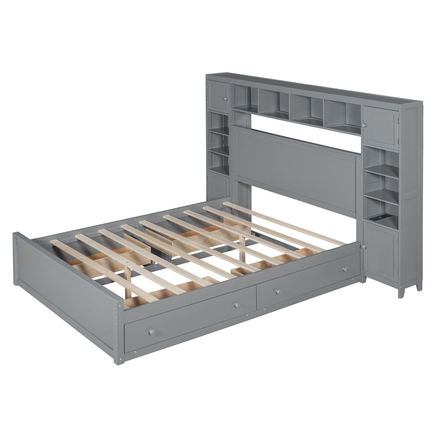 Bed With All In One Cabinet, Shelf And Sockets - The Sleep Loft - Online Mattress Showroom NYC