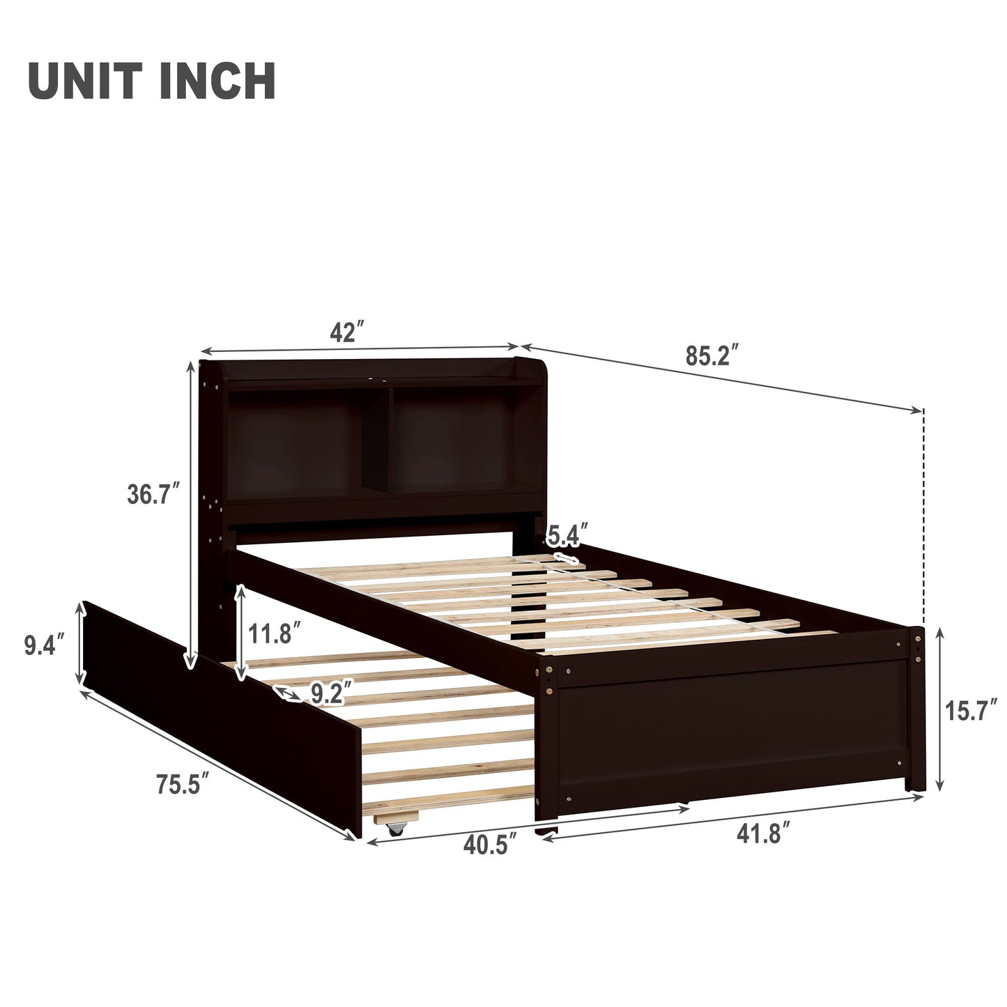 Twin Bed With Trundle, Bookcase - The Sleep Loft - Online Mattress Showroom NYC