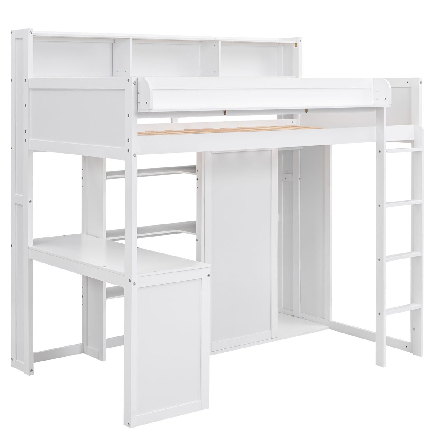 Loft Bed With Built In Desk, Storage Shelves, And Wardrobe - The Sleep Loft - Online Mattress Showroom NYC