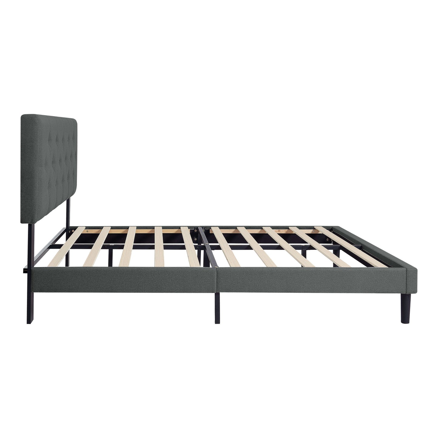 Modern Upholstered Platform Bed Frame With Button Tufted Fabric Headboard - The Sleep Loft - Online Mattress Showroom NYC