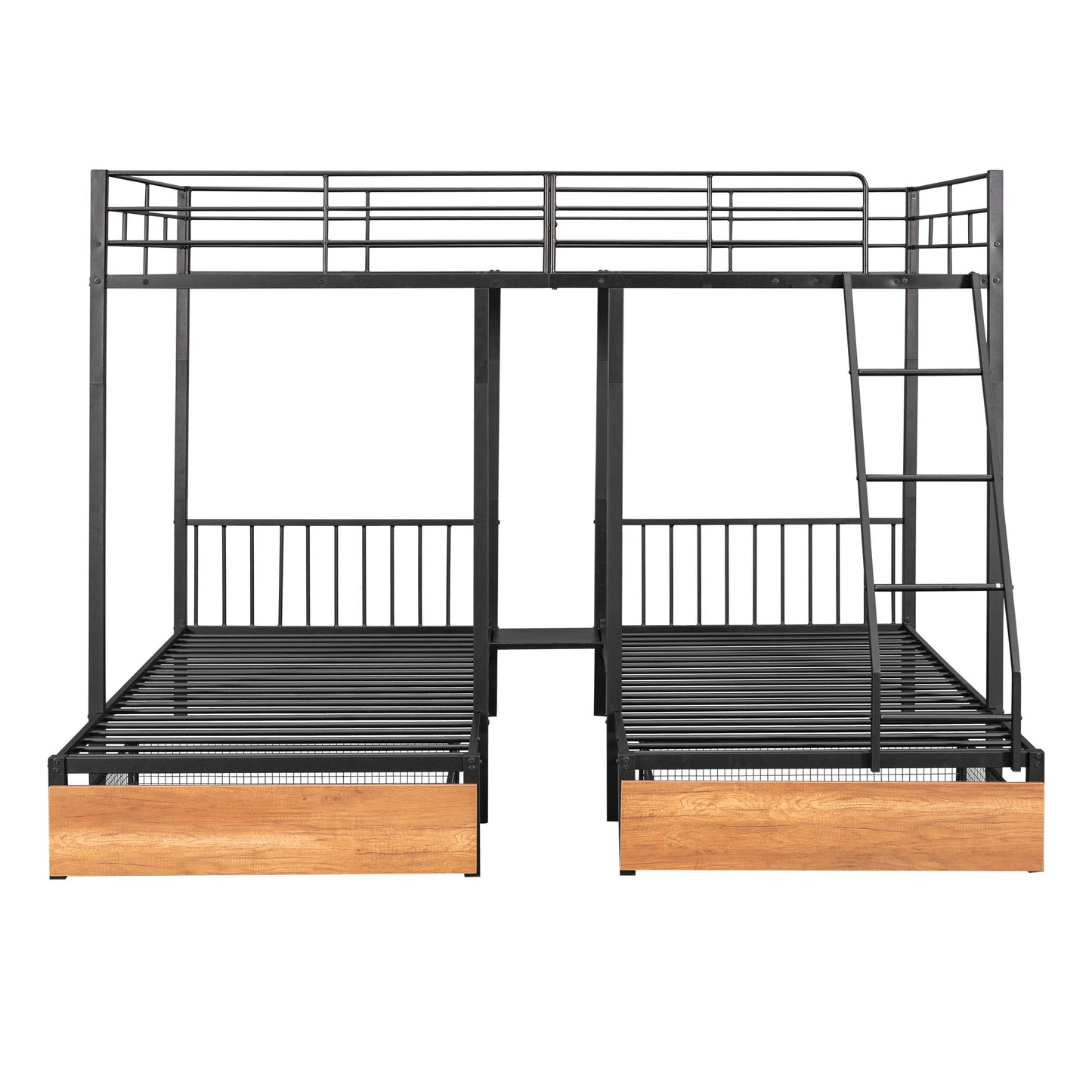 Triple Bunk Bed With Drawers And Guardrails - The Sleep Loft - Online Mattress Showroom NYC