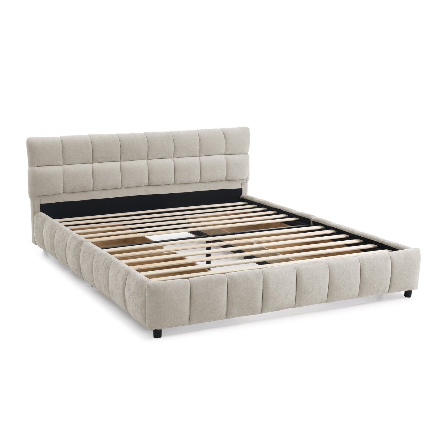 Modern Platform Bed Frame With Thick Fabric - The Sleep Loft - Online Mattress Showroom NYC