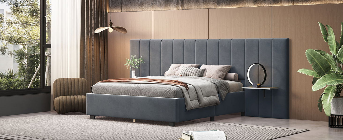 Upholstered Platform Bed With Big Headboard - The Sleep Loft - Online Mattress Showroom NYC