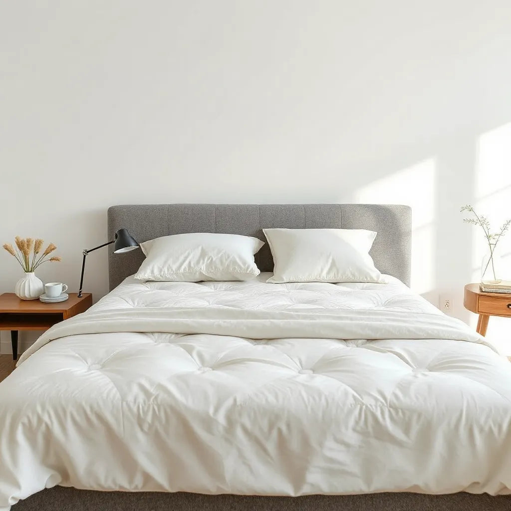 Neatly made bed with side-sleeper pillow setup and a supportive mattress surface