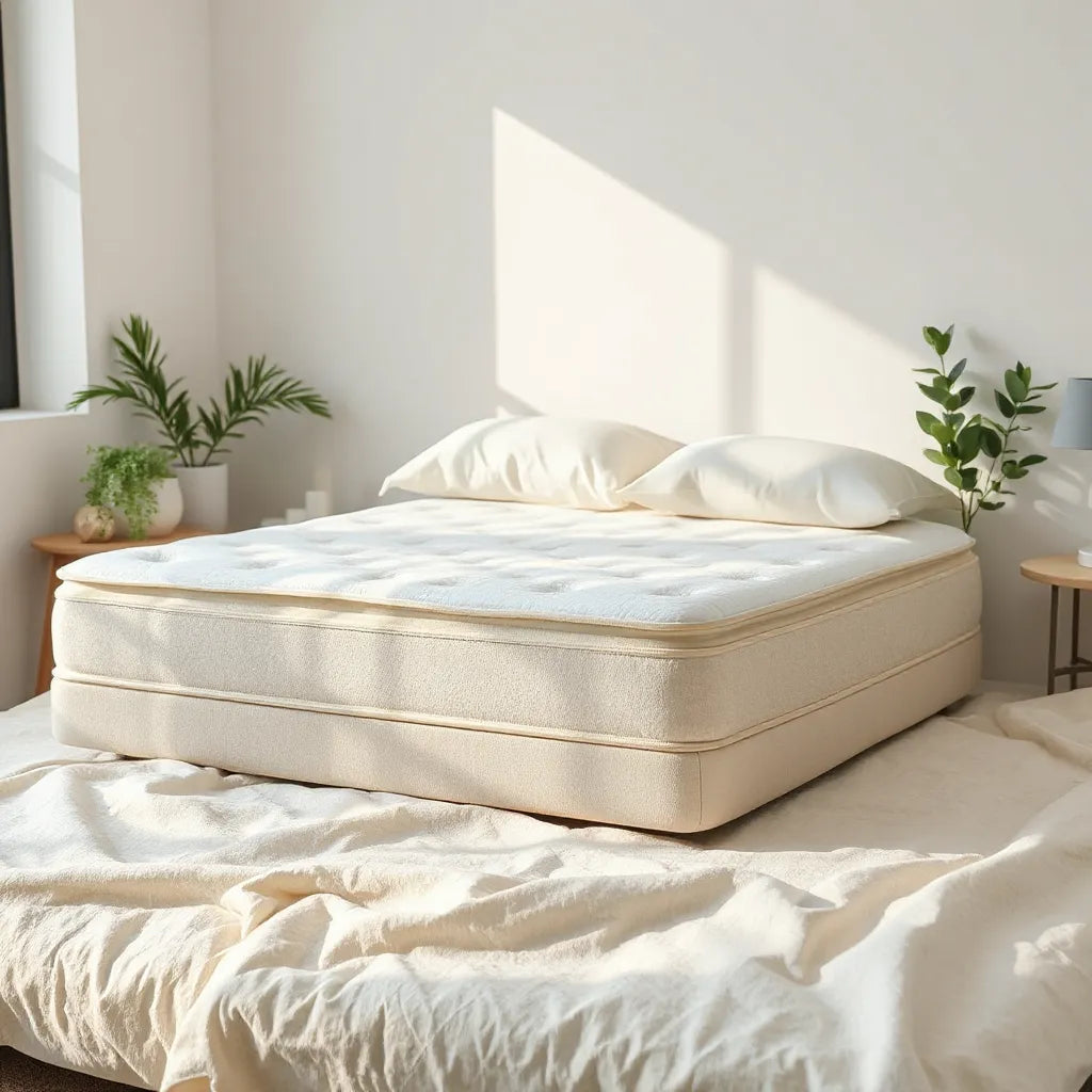 Neatly made bed with a supportive mattress designed to help maintain proper back alignment