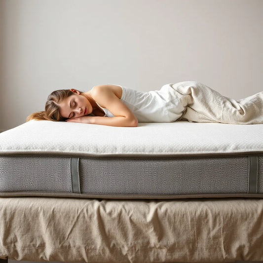 Side sleeper resting on a supportive mattress with pressure-relief cushioning under shoulders and hips