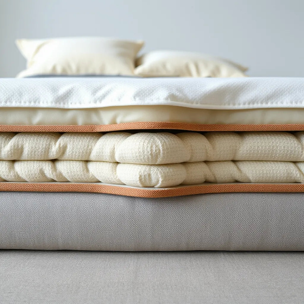 Close-up of microcoils under a mattress comfort layer showing support and cushioning