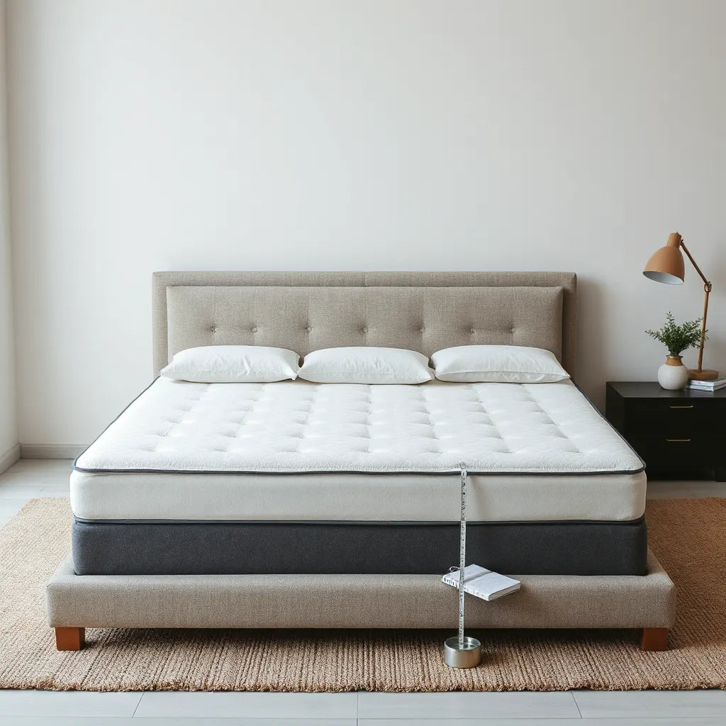 Side-by-side mattresses on a neutral bed frame under soft natural light for a comparison guide
