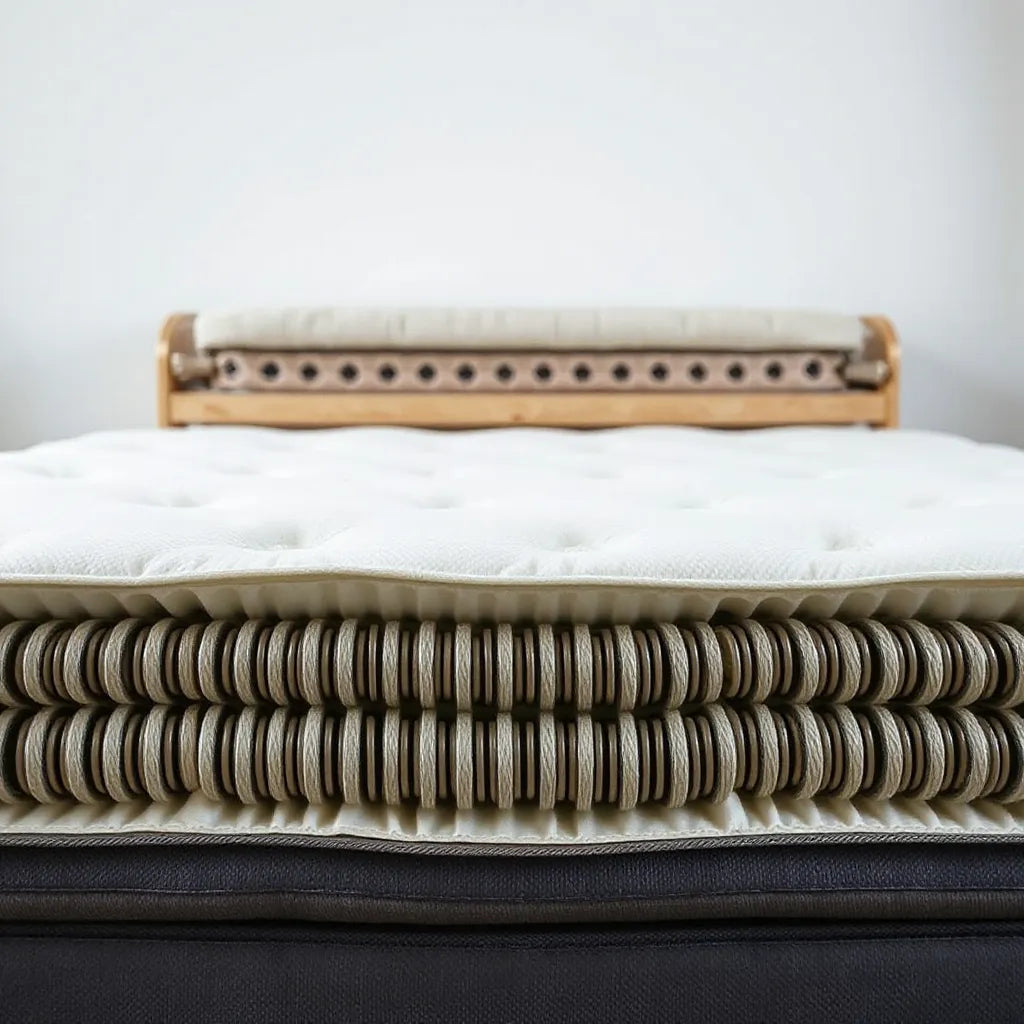 Individually wrapped coil springs inside a mattress with neat, separated units