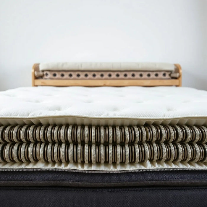 Individually wrapped coil springs inside a mattress with neat, separated units