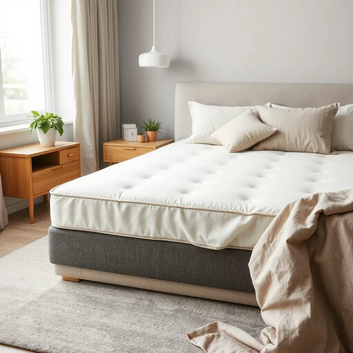 Neatly made bed showing cushioning contours designed to relieve pressure at hips and shoulders