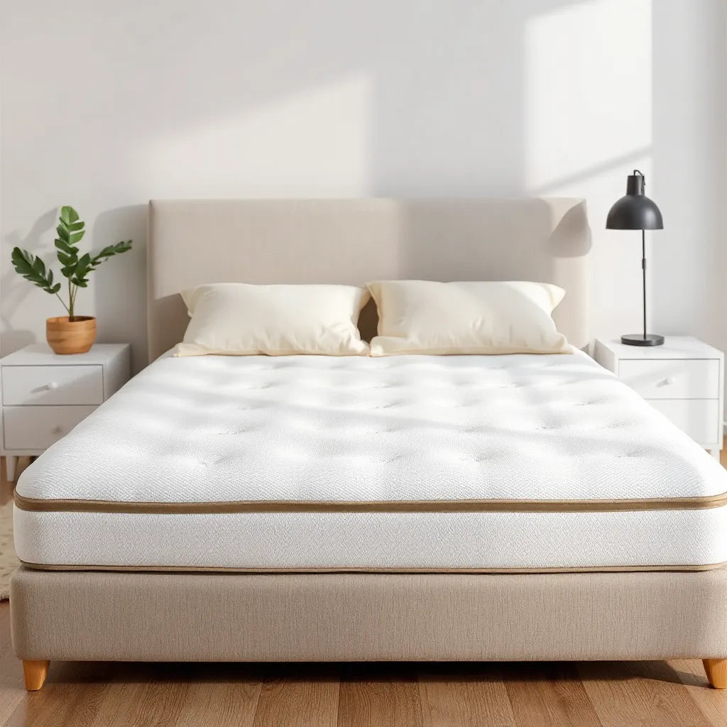 Neatly made bed highlighting a high-density foam mattress with visible supportive texture