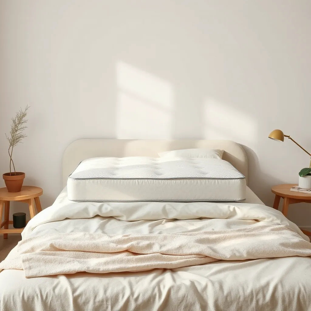 Neatly made bed with a side sleeper mattress showing cushioning and supportive comfort layer