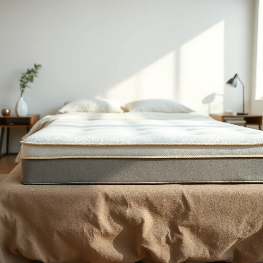 Neatly made bed highlighting a resilient foam mattress surface and edge support in soft natural light
