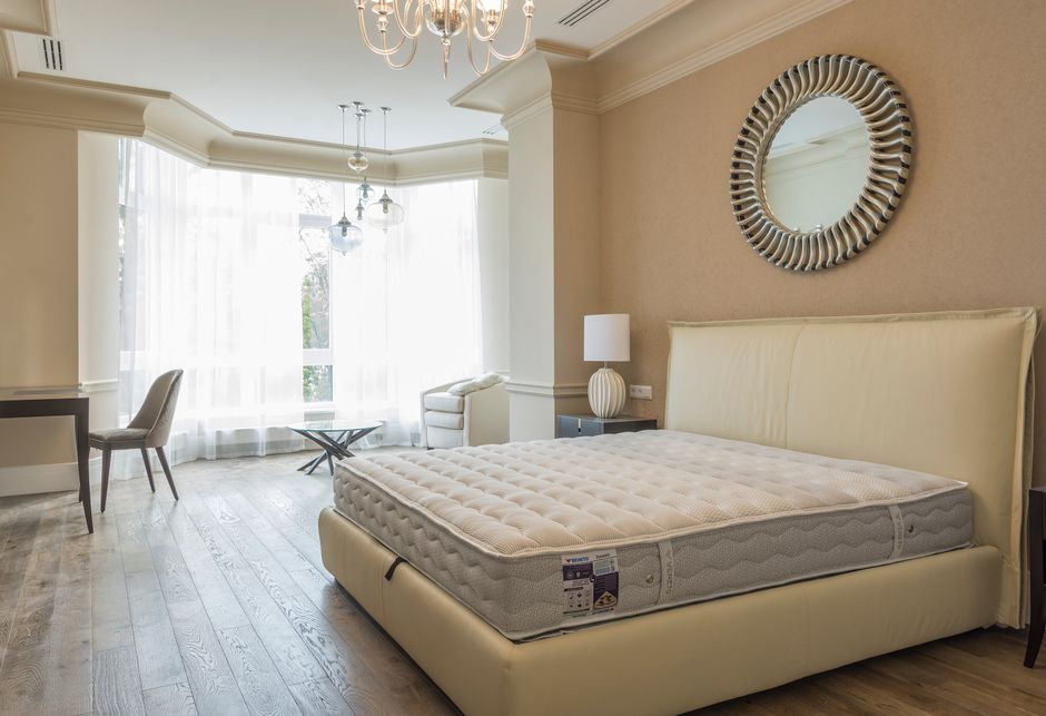 Bright modern bedroom featuring contemporary furniture and elegant decor for a serene ambiance.