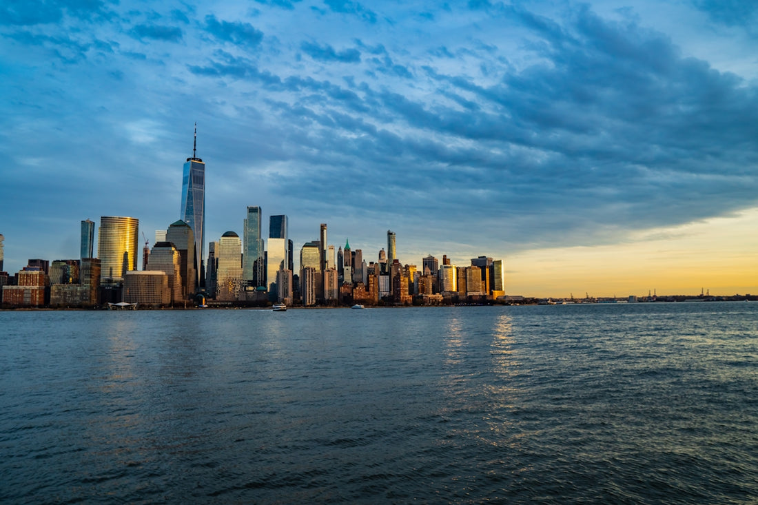 a view of a city skyline from across the water