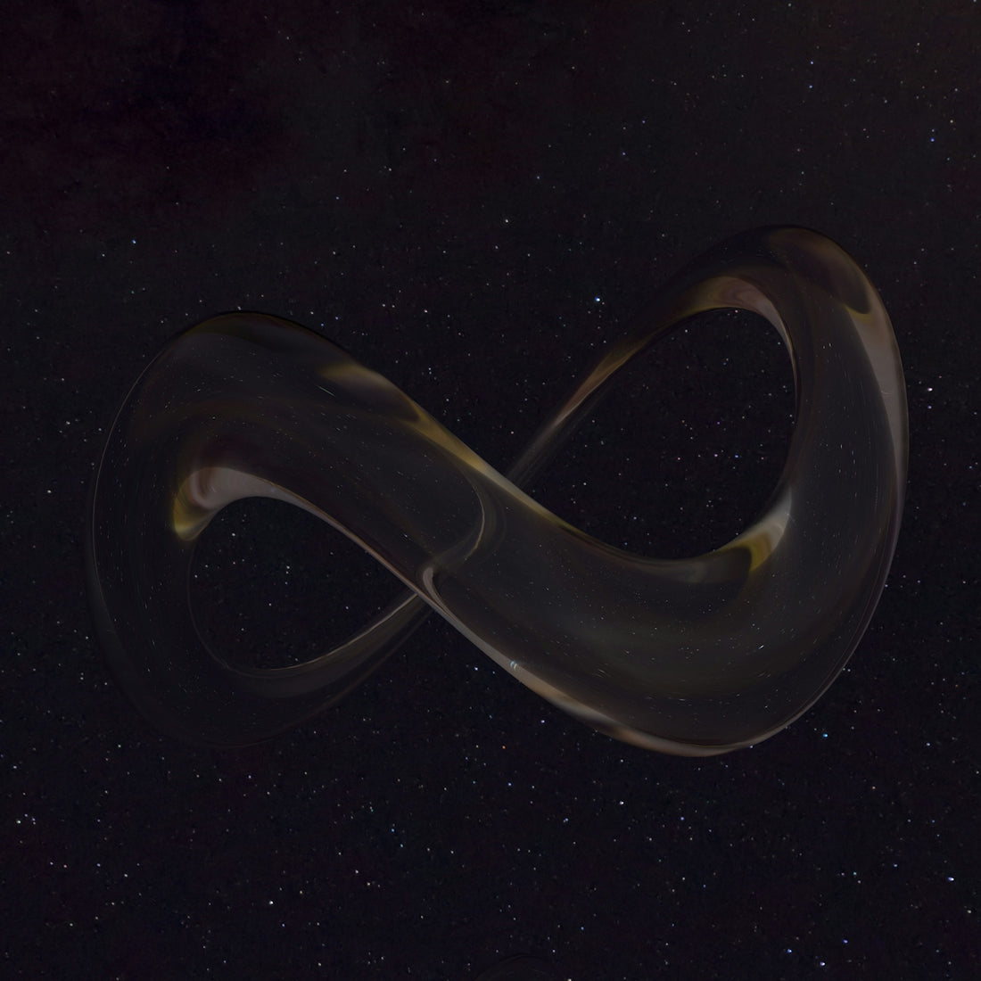 A stylized image of an infinite sign in the night sky