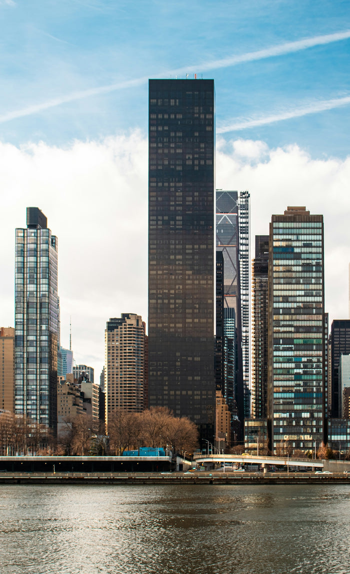 Skyscrapers stand tall on a city's waterfront