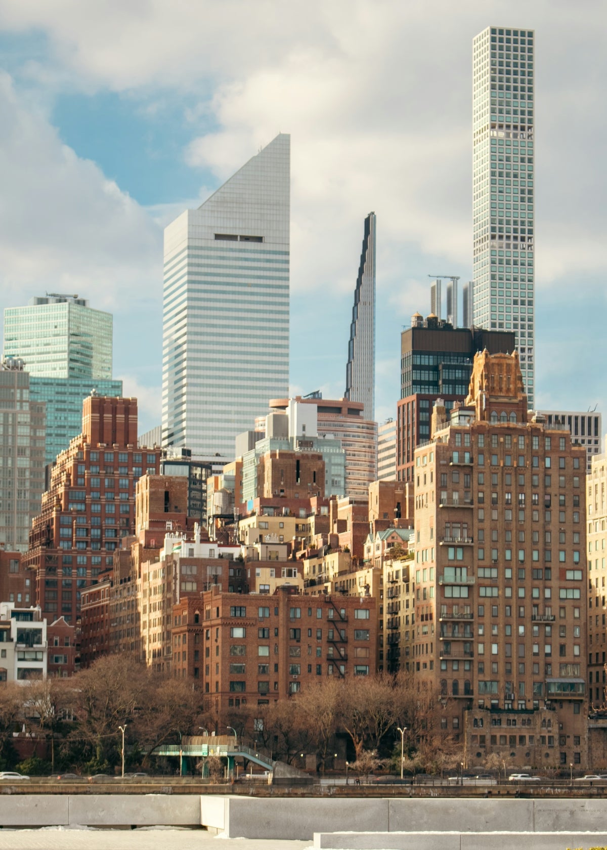 Skyscrapers dominate the skyline of new york city.