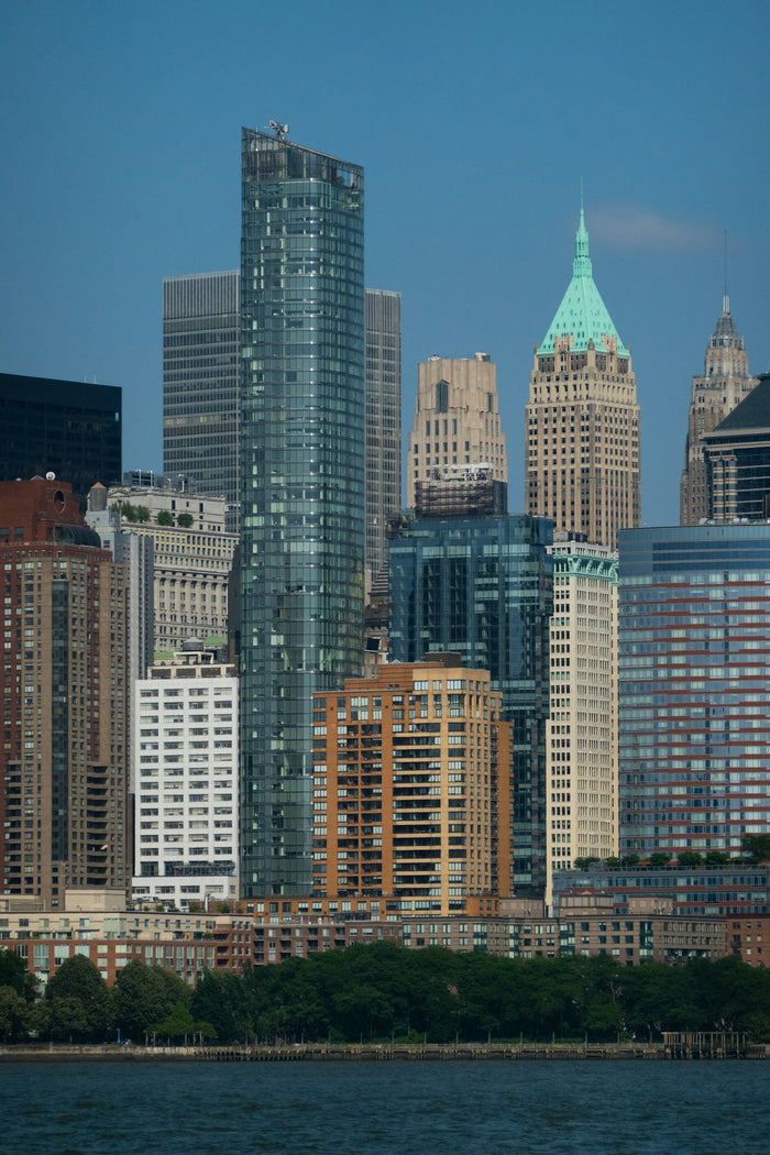 New york city skyline with various skyscrapers.