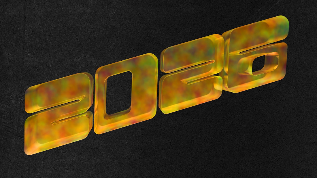 The year 2026 in bold, glossy numbers