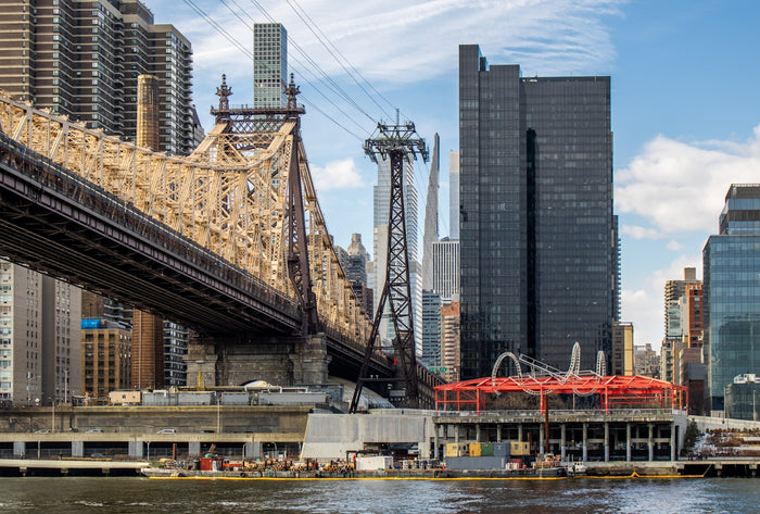 Queensboro bridge and skyscrapers over water