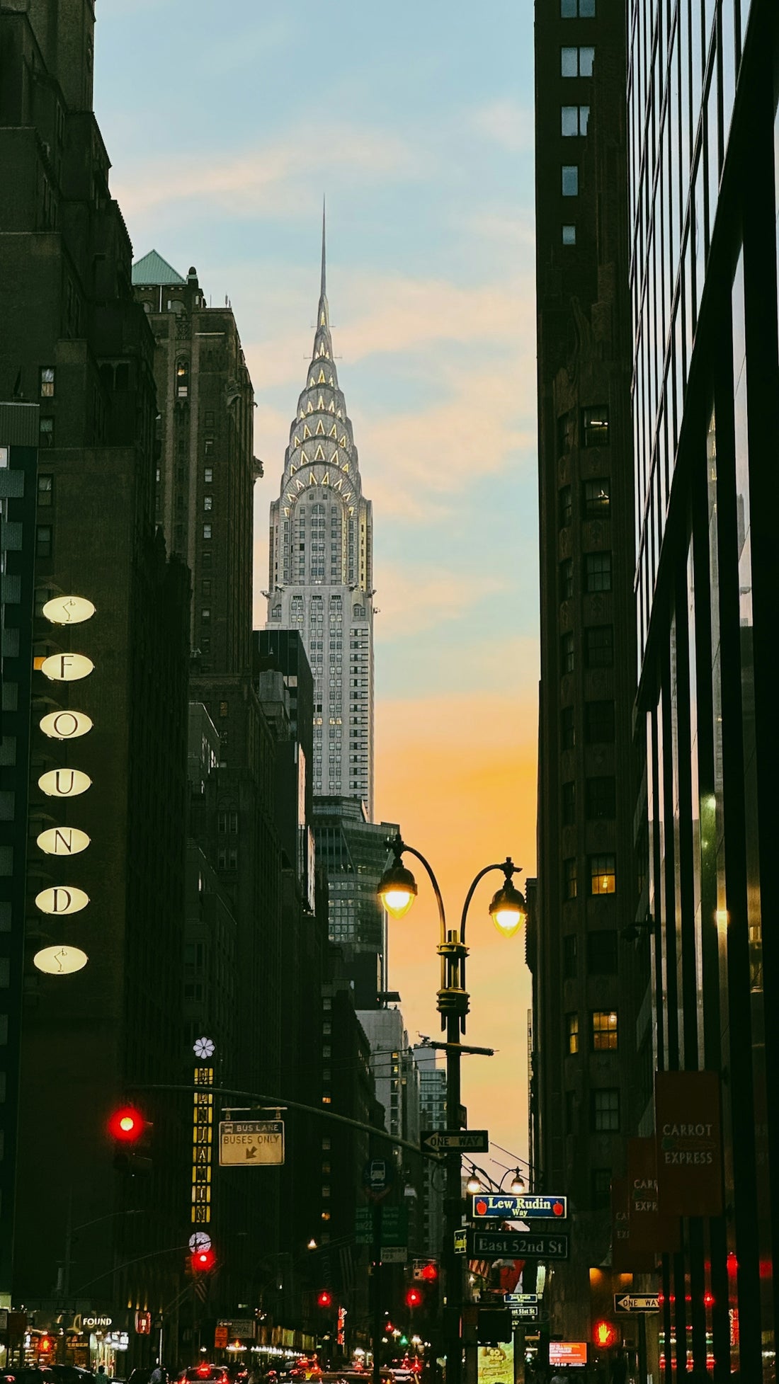Chrysler building in new york city at sunset