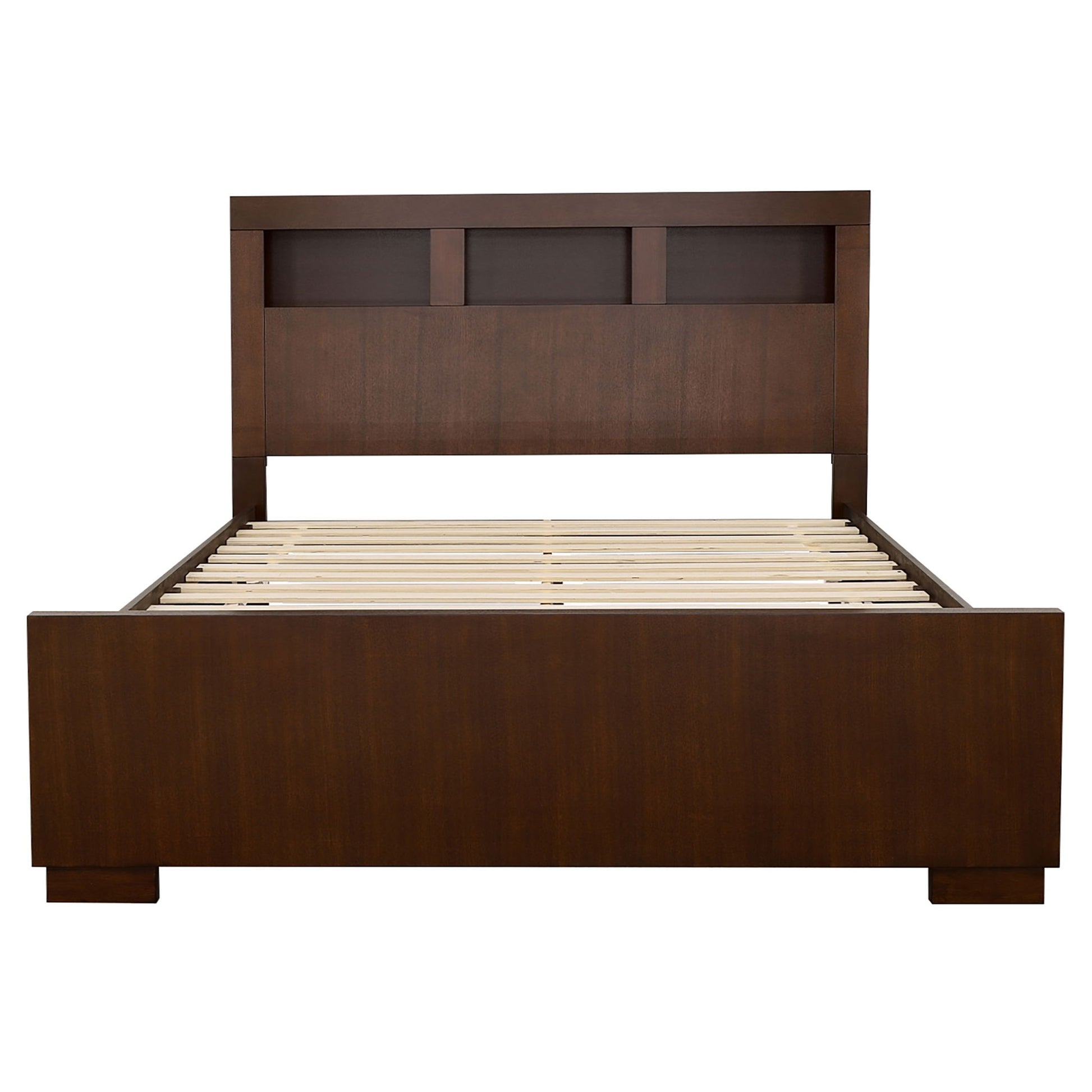Copper - Eastern King LED Storage Bookcase Bed With Built In Shelves - Cappuccino - The Sleep Loft - Online Mattress Showroom NYC