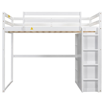 Loft Bed With Built In Wardrobe, Storage Shelves, And LED Light - The Sleep Loft - Online Mattress Showroom NYC
