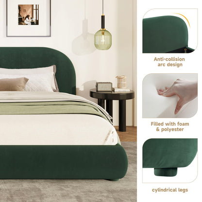 Upholstered Simple Modern Bedroom Bed With Curved Headboard - The Sleep Loft - Online Mattress Showroom NYC