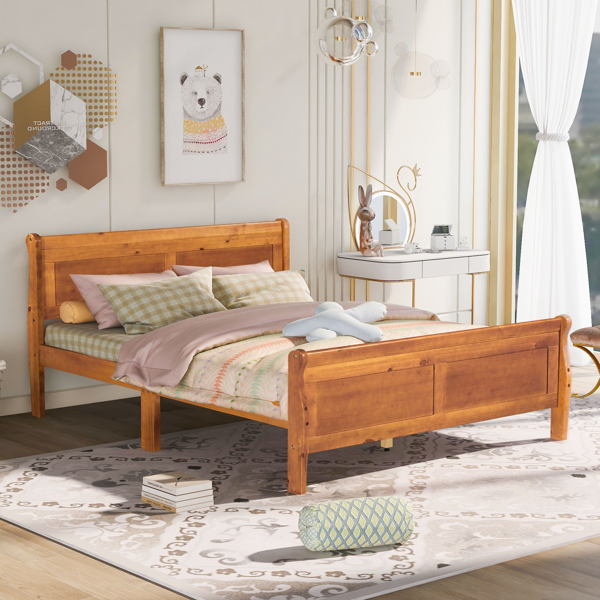 Platform Bed Frame Mattress Foundation Sleigh Bed With Headboard / Footboard / Wood Slat Suppor - The Sleep Loft - Online Mattress Showroom NYC
