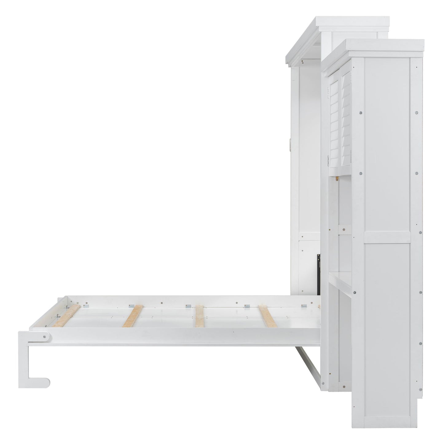 Queen Size Murphy Bed With Louvered Design And Multiple Storage Shelves - White - The Sleep Loft - Online Mattress Showroom NYC