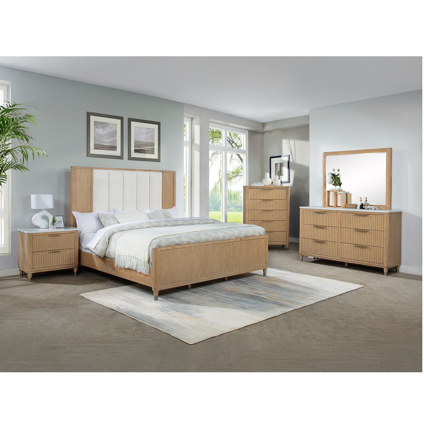 Nightstand With Accented Hardware - Natural Wood