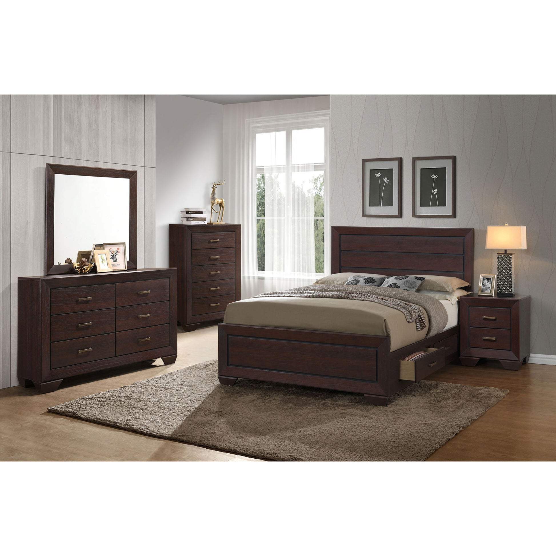 Kauffman - Queen Storage Panel Bed With Side Drawers - Dark Brown - The Sleep Loft - Online Mattress Showroom NYC