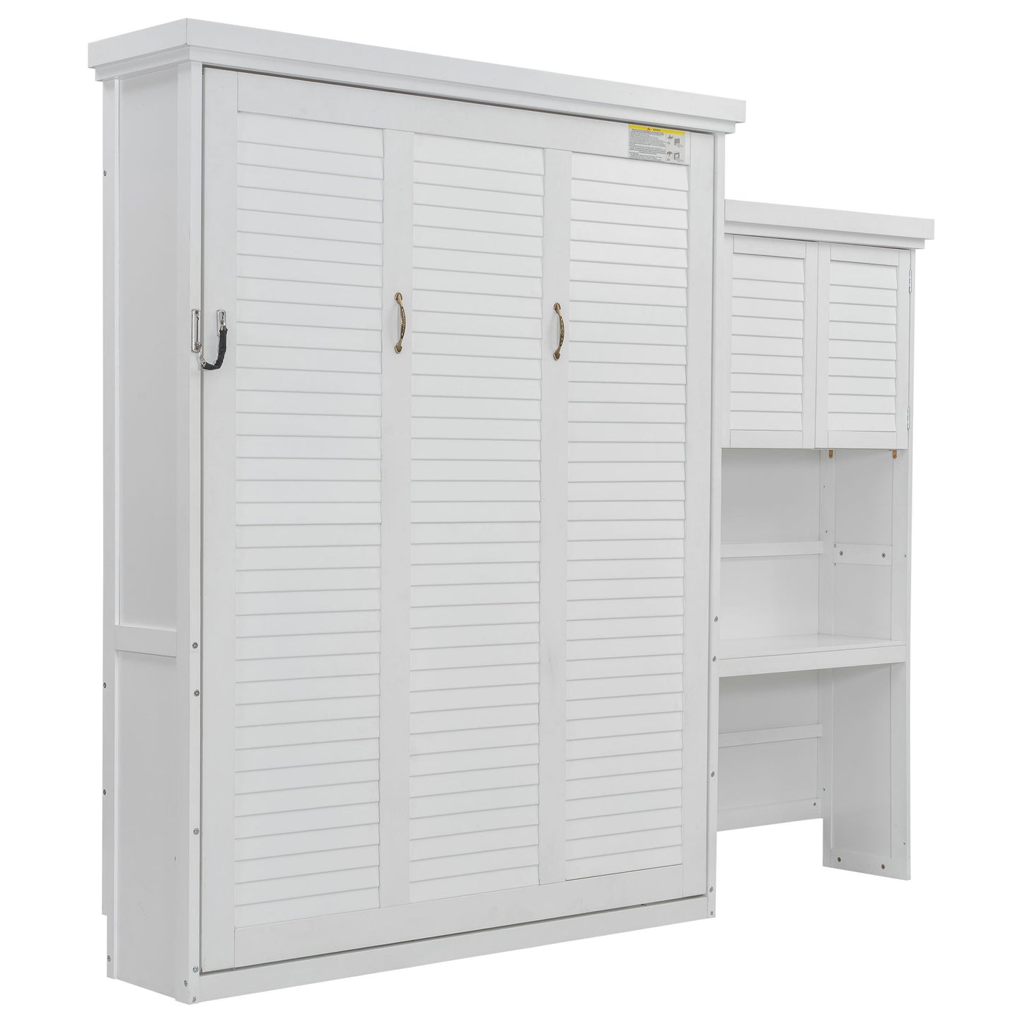 Queen Size Murphy Bed With Louvered Design And Multiple Storage Shelves - White - The Sleep Loft - Online Mattress Showroom NYC