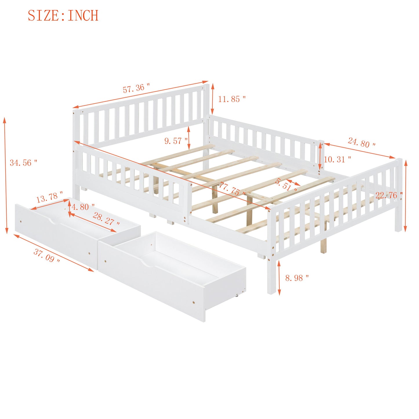 Platform Bed With Guardrails On Both Sides And 2 Storage Drawers - The Sleep Loft - Online Mattress Showroom NYC