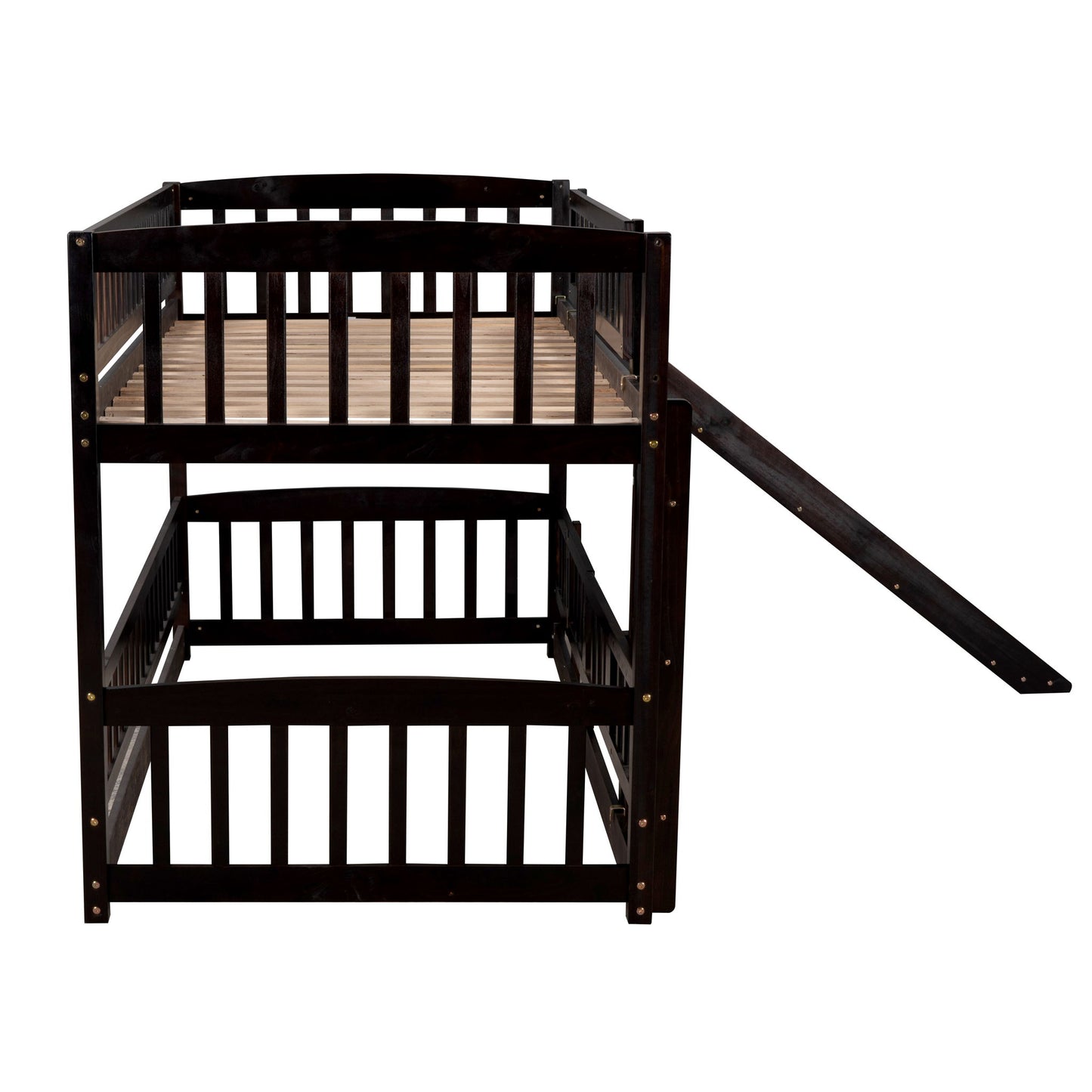 Low Bunk Bed With Slide, Fence And Ladder - The Sleep Loft - Online Mattress Showroom NYC