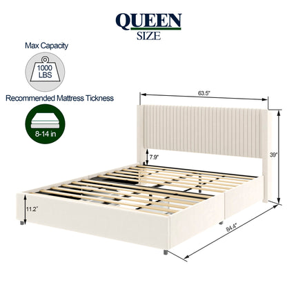 Anna - Upholstered Wingback Platform Bed With 4 Drawers Storage - The Sleep Loft - Online Mattress Showroom NYC