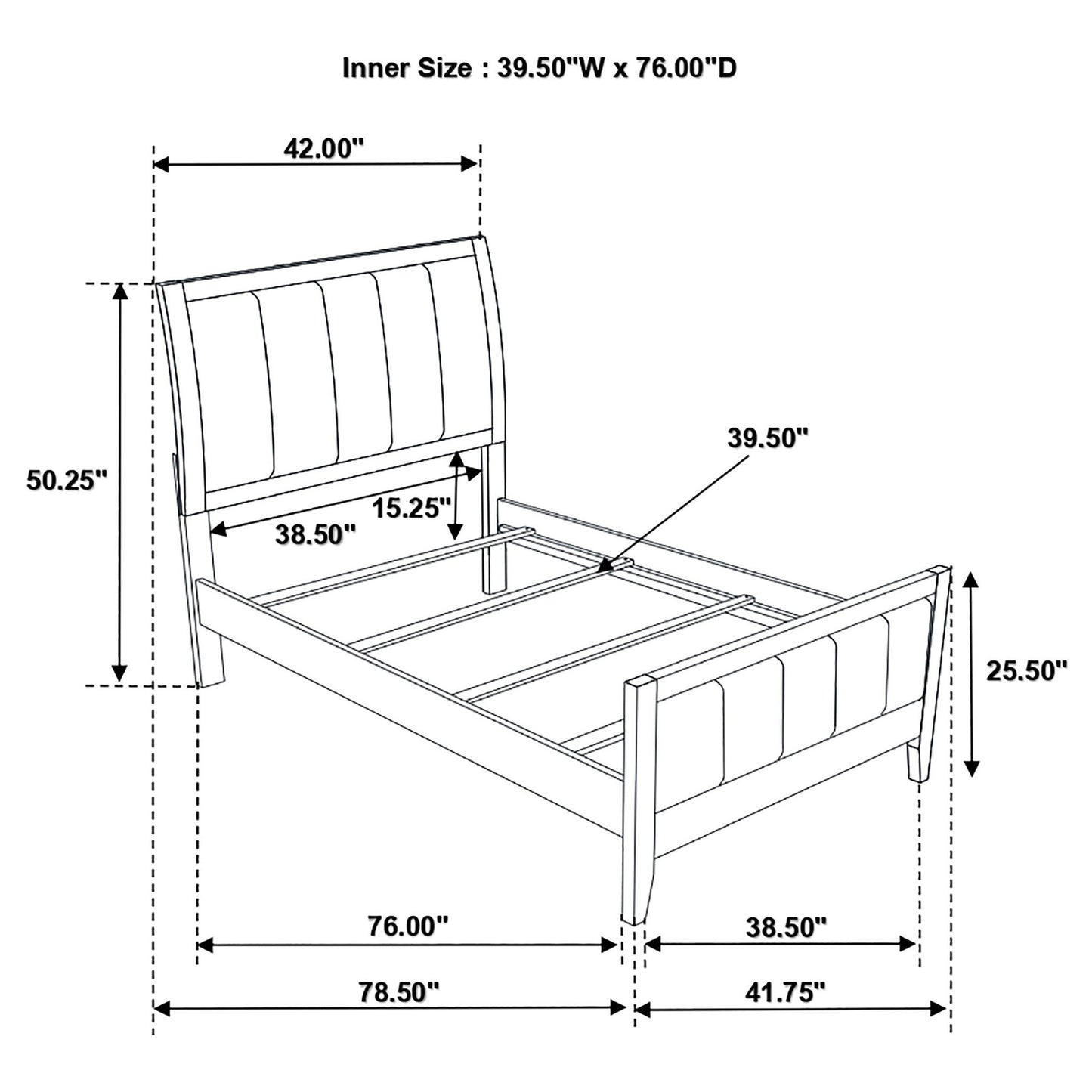 Twin Panel Bed With Headboard And Tapered Legs - Brown - The Sleep Loft - Online Mattress Showroom NYC