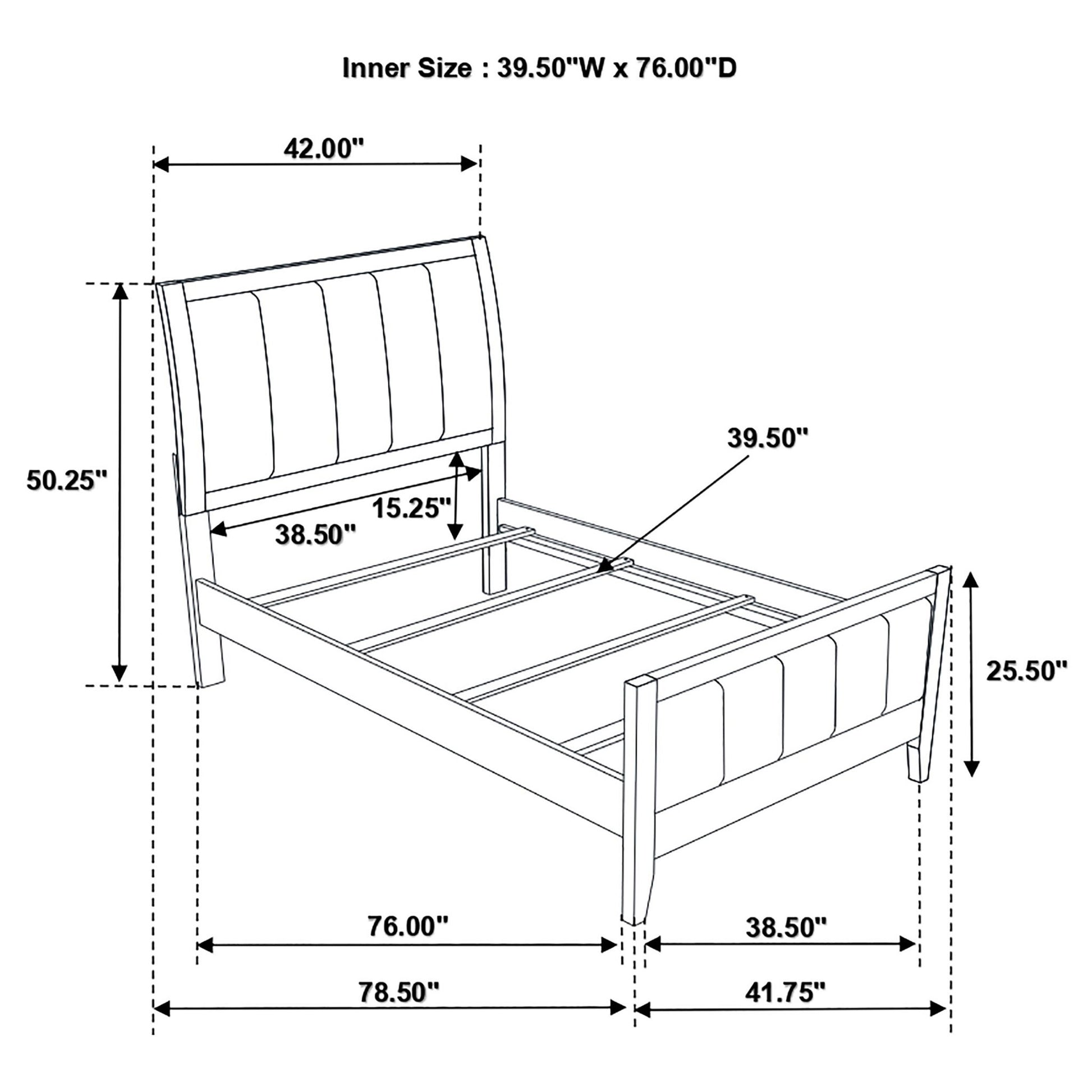 Twin Panel Bed With Headboard And Tapered Legs - Brown - The Sleep Loft - Online Mattress Showroom NYC